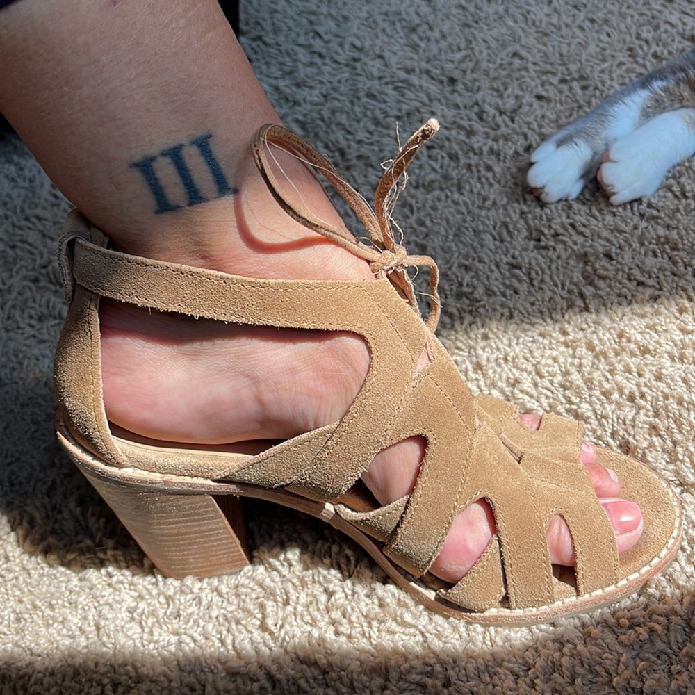 UGG suede lace up heels